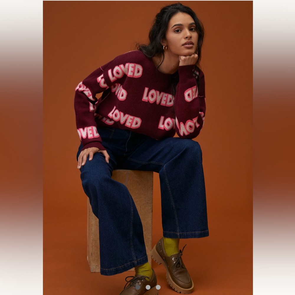 ANTHROPOLOGIE Kerri Rosenthal the Sydney LOVED 100% Cashmere Sweater Sz med NWT